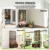 Outsunny Jardinieră de Exterior cu Spalier, Grilaj pentru Plante Cățărătoare și Ghiveci, 72.5x31.5x149.5 cm, Lemn Natural | Aosom Romania 