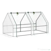 Outsunny Mini Seră Portabilă din PE pentru Grădină, cu Uși cu Fermoar și Acoperiș pentru Protecție UV/Apă, 180x90x90 cm, Alb | Aosom Romania 