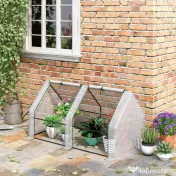 Outsunny Mini Seră Portabilă din PE pentru Grădină, cu Uși cu Fermoar și Acoperiș pentru Protecție UV/Apă, 180x90x90 cm, Alb | Aosom Romania 