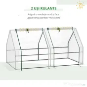 Outsunny Mini Seră Portabilă din PE pentru Grădină, cu Uși cu Fermoar și Acoperiș pentru Protecție UV/Apă, 180x90x90 cm, Alb | Aosom Romania 