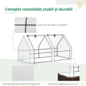 Outsunny Mini Seră Portabilă din PE pentru Grădină, cu Uși cu Fermoar și Acoperiș pentru Protecție UV/Apă, 180x90x90 cm, Alb | Aosom Romania 