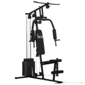 HOMCOM Statiune fitness cu greutati de 45kg pentru antrenament profesional la tine acasa, din otel, 135x103x210cm, Negru | Aosom Romania 