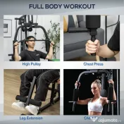 HOMCOM Statiune fitness cu greutati de 45kg pentru antrenament profesional la tine acasa, din otel, 135x103x210cm, Negru | Aosom Romania 