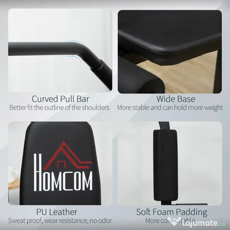HOMCOM Statiune fitness cu greutati de 45kg pentru antrenament profesional la tine acasa, din otel, 135x103x210cm, Negru | Aosom Romania