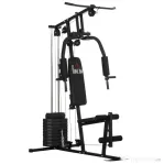 HOMCOM Statiune fitness cu greutati de 45kg pentru antrenament profesional la tine acasa, din otel, 135x103x210cm, Negru