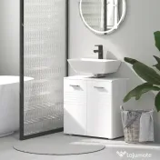 Mobilier Baie Subchiuvetă Kleankin cu 2 Uși, Spațiu de Stocare Eficient, din Lemn, Alb, 60x30x62.5cm | Aosom Romania 