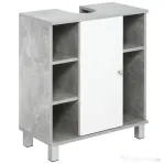 kleankin Dulapior Subchiuveta cu Decupare in forma de U si 6 Etajere din Lemn, 60x30x68cm - Alb/Gri