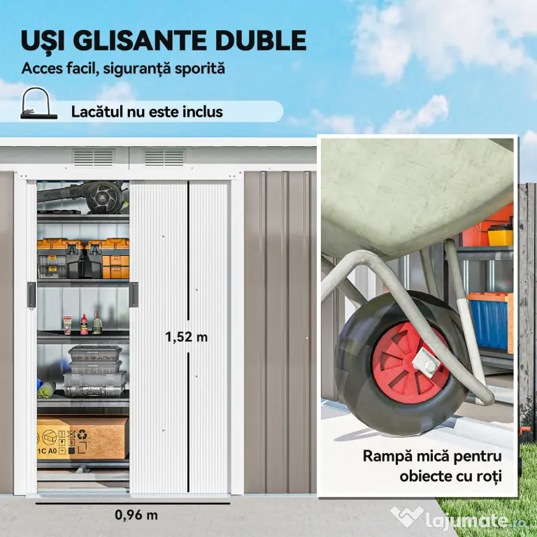 Outsunny Casuta pentru unelte de gradina, 277x130x173cm, verde | Aosom Romania