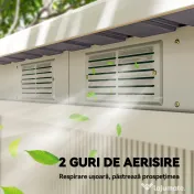 Outsunny - Depozit de grădină din oțel cu 2 orificii de aerisire și 2 uși culisante, 280x130x172 cm, gri deschis 