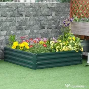 Outsunny Pat de Gradina Suprainaltat Galvanizat Cadru din Otel pentru Cultivare Legume Flori 120x120x30cm Rezistent la Intemperii | Aosom Romania