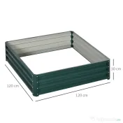 Outsunny Pat de Gradina Suprainaltat Galvanizat Cadru din Otel pentru Cultivare Legume Flori 120x120x30cm Rezistent la Intemperii | Aosom Romania