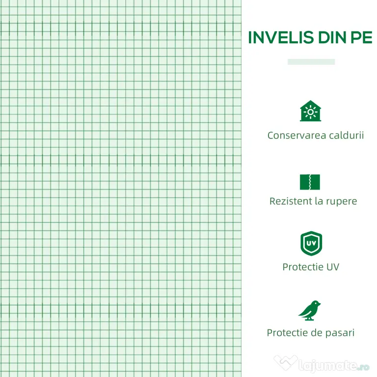Outsunny Seră de Grădină Tip Cabană cu Acoperiș din PE, Seră pentru Grădină cu Țăruși și Margini Extinse, 120x60x60 cm, Verde | Aosom Romania