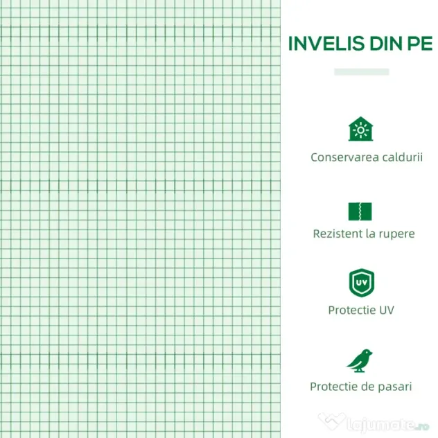 Outsunny Seră de Grădină Tip Cabană cu Acoperiș din PE, Seră pentru Grădină cu Țăruși și Margini Extinse, 120x60x60 cm, Verde | Aosom Romania