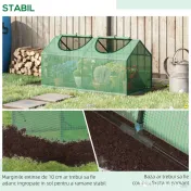Outsunny Seră de Grădină Tip Cabană cu Acoperiș din PE, Seră pentru Grădină cu Țăruși și Margini Extinse, 120x60x60 cm, Verde | Aosom Romania