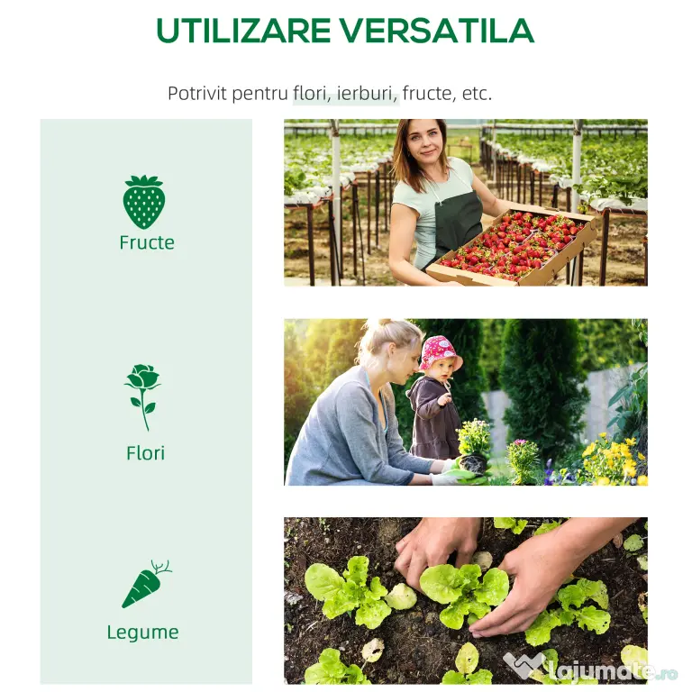 Outsunny Seră de Grădină Tip Cabană cu Acoperiș din PE, Seră pentru Grădină cu Țăruși și Margini Extinse, 120x60x60 cm, Verde | Aosom Romania