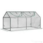 Outsunny Mini Sera de Gradina cu 2 Ferestre Rulou si Copertina PVC Anti-UV, 120x60x60cm, Transparenta