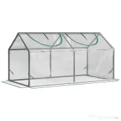 Outsunny Mini Sera de Gradina sera pentru plante cu 2 Ferestre Rulou si Copertina PVC Anti-UV, Transparenta | Aosom Romania 