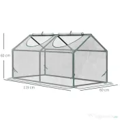 Outsunny Mini Sera de Gradina sera pentru plante cu 2 Ferestre Rulou si Copertina PVC Anti-UV, Transparenta | Aosom Romania 
