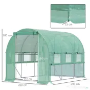 Outsunny Sera de Grădină Tip Tunel 3x2x2 m cu Ușă Rulabilă și 6 Ferestre cu Plasă, Sera pentru Grădină cu Structură din Oțel și Acoperire PE, pentru Legume, Flori, Fructe, Anti UV, Verde | Aosom Romania