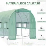 Outsunny Sera de Grădină Tip Tunel 3x2x2 m cu Ușă Rulabilă și 6 Ferestre cu Plasă, Sera pentru Grădină cu Structură din Oțel și Acoperire PE, pentru Legume, Flori, Fructe, Anti UV, Verde | Aosom Romania