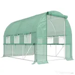Outsunny Seră pentru grădină 3x2x2m din oțel și acoperire PE, uși cu fermoar și ferestre cu plasă, verde
