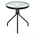 Outsunny Masuta de Gradina Rotunda Outsunny cu Etajera din Sticla si Structura Metalica, Φ50x55cm, Negru