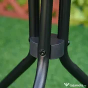 Outsunny Masuta de Gradina Rotunda Outsunny cu Etajera din Sticla si Structura Metalica, Φ50x55cm, Negru 