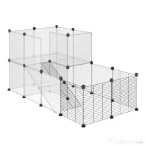 PawHut Țarc Modular pentru Animale de Talie Mică cu Panouri și Accesorii, 140x70x70 cm, Negru | Aosom Romania