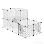 PawHut Țarc Modular pentru Animale de Talie Mică cu Panouri și Accesorii, 140x70x70 cm, Negru