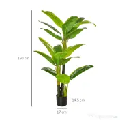 HOMCOM Bananier Planta in Ghiveci, Bananier Artificial, Planta Artificiala de Interior si Exterior, 150 cm 