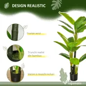 HOMCOM Bananier Planta in Ghiveci, Bananier Artificial, Planta Artificiala de Interior si Exterior, 150 cm 