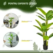 HOMCOM Bananier Planta in Ghiveci, Bananier Artificial, Planta Artificiala de Interior si Exterior, 150 cm 