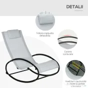 Outsunny Sezlong Ergonomic Zero-Gravity, Design Modern cu Pernă, Material Tesatura Confortabil, Gri | Aosom Romania