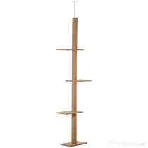 PawHut Coloană de Zgâriat Reglabilă pe 4 Nivele, Tapițată, 43x27x228-260cm, Gri | Aosom Romania