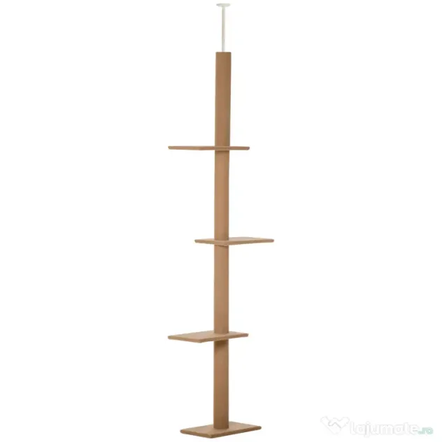 PawHut Coloană de Zgâriat Reglabilă pe 4 Nivele, Tapițată, 43x27x228-260cm, Gri | Aosom Romania