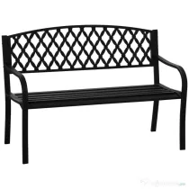 Outsunny Bancuta de gradina 2 locuri cu brate in otel si fonta, 128x58.5x89cm, negru