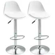 Set de 2 scaune de bar cu spatar si suport picioare, pivotante cu inaltime reglabila, 40x42x82-104cm, alb HOMCOM | Aosom Romania