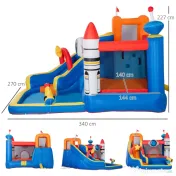 Outsunny Castel Gonflabil 5-în-1 Model Narval, Centru de Joacă cu Tobogan, Trambulină, Perete de Cățărat și Piscină cu Bile, include Suflantă, pentru Copii 3-8 Ani 