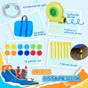 Outsunny Castel Gonflabil 5-în-1 Model Narval, Centru de Joacă cu Tobogan, Trambulină, Perete de Cățărat și Piscină cu Bile, include Suflantă, pentru Copii 3-8 Ani 