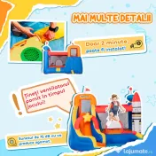 Outsunny Castel Gonflabil 5-în-1 Model Narval, Centru de Joacă cu Tobogan, Trambulină, Perete de Cățărat și Piscină cu Bile, include Suflantă, pentru Copii 3-8 Ani 