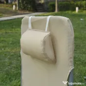 Outsunny Set de 2 Sezlonguri pentru Plaja Pliabile cu Spatar Rabatabil pe 5 Niveluri, Sezlong de Gradina din Otel si Tesatura Plasa, Bej 