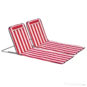 Outsunny Set 2 Șezlonguri de Plajă cu Spătar Reglabil în 5 Poziții, Tetieră și Geantă de Transport, 124x53x45 cm, Roșu | Aosom Romania 