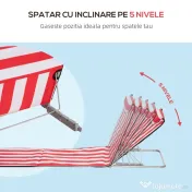Outsunny Set 2 Șezlonguri de Plajă cu Spătar Reglabil în 5 Poziții, Tetieră și Geantă de Transport, 124x53x45 cm, Roșu | Aosom Romania 