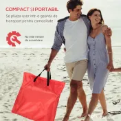 Outsunny Set 2 Șezlonguri de Plajă cu Spătar Reglabil în 5 Poziții, Tetieră și Geantă de Transport, 124x53x45 cm, Roșu | Aosom Romania 