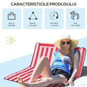 Outsunny Set 2 Șezlonguri de Plajă cu Spătar Reglabil în 5 Poziții, Tetieră și Geantă de Transport, 124x53x45 cm, Roșu | Aosom Romania 