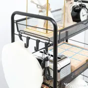 HOMCOM Carucior de bucatarie cu 3 niveluri cu cosuri detasabile si 4 roti, otel si plastic PP, 45Lx26,5x63cm, Negru 
