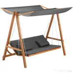 Outsunny Balansoar de Gradina 3 Locuri, 225.5x113x180cm, Gri si Teck