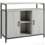 HOMCOM Comoda moderna din lemn cu rafturi, 100x34x87.2cm, gri deschis