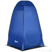 Outsunny Cort de Duș pentru Camping cu Ușă cu Fermoar, Geantă de Transport și Buzunar, 126x124x189 cm, Albastru Închis | Aosom Romania 