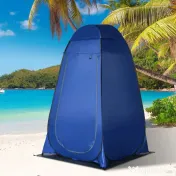 Outsunny Cort de Duș pentru Camping cu Ușă cu Fermoar, Geantă de Transport și Buzunar, 126x124x189 cm, Albastru Închis | Aosom Romania 